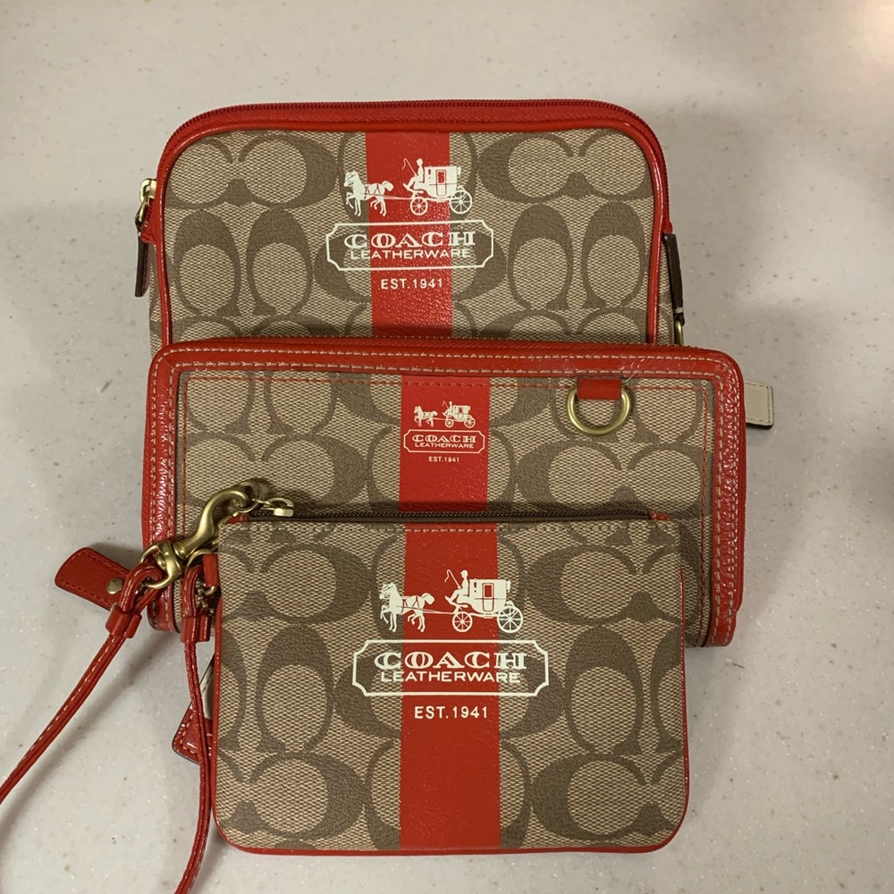 COPY - Coach 3 pc wallet cosmetic case coin purse